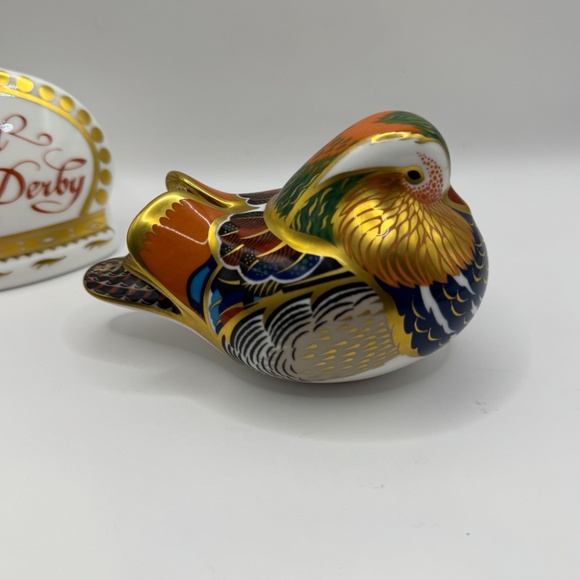 Royal Crown Derby Mandarin Duck Paperweight Figurine. Gold Stopper. EUC - Picture 5 of 11